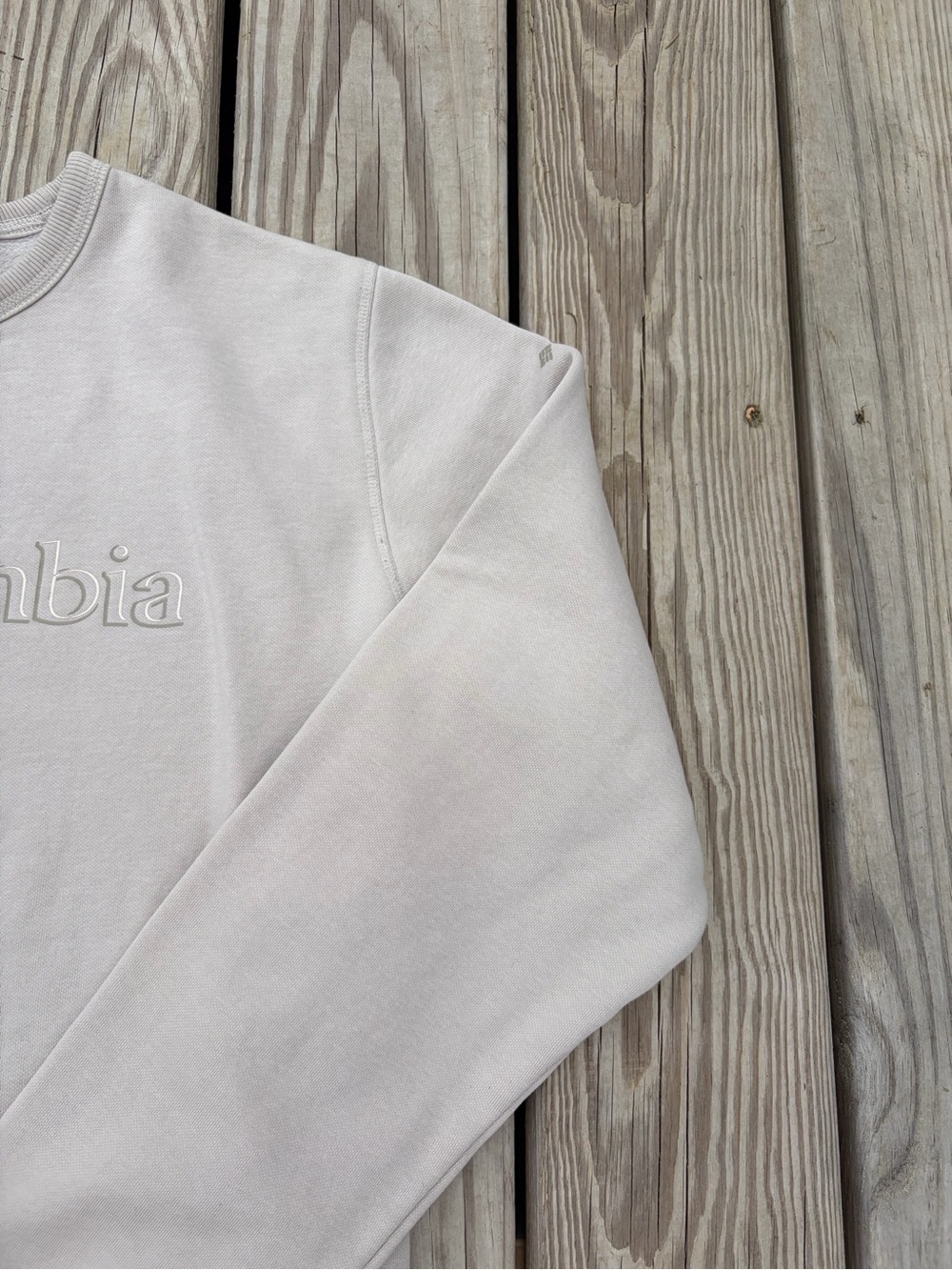 Columbia Womens Pullover Beige Sweatshirt Size Large Pullover Logo Long Sleeve - Picture 4 of 10